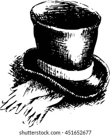 Top hat and gloves. Vector illustration on a white