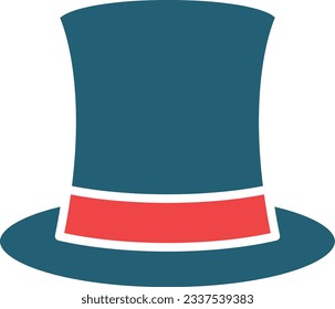 Top Hat Glyph Two Color Icon For Personal And Commercial Use.
