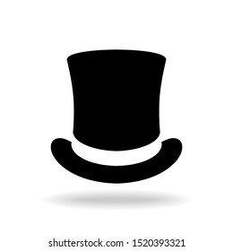 Top hat graphic icon. Black top hat sign isolated on white background. Vector illustration