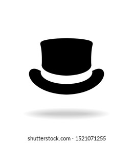 Top hat graphic icon. Black topper sign isolated on white background. Cylinder symbol. Vector illustration