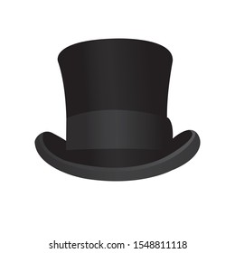 Top hat graphic icon. Black top hat sign isolated on white background. Vector illustration