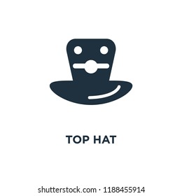 Top hat icon. Black filled vector illustration. Top hat symbol on white background. Can be used in web and mobile.