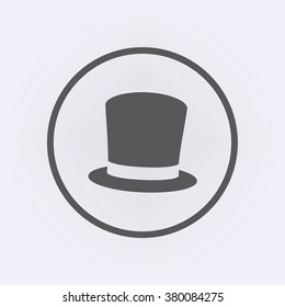 Top hat icon in circle . Vector illustration