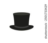 Top hat icon. Cylinder hat. Vector illustration and drawing on a white background.