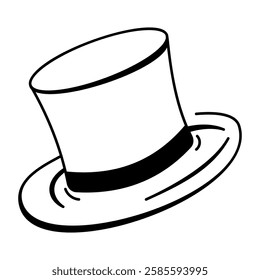 Top hat icon in drawing style 
