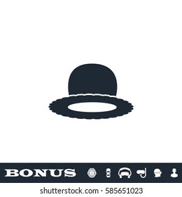 Top hat icon flat. Black pictogram on white background. Vector illustration symbol and bonus button