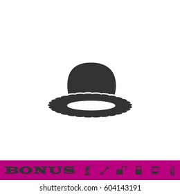 Top hat icon flat. Black pictogram on white background. Vector illustration symbol and bonus button