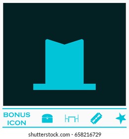 Top hat icon flat. Blue pictogram on dark background. Vector illustration symbol and bonus icons
