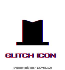 Top hat icon flat. Simple pictogram - Glitch effect. Vector illustration symbol
