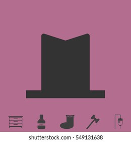 Top hat icon flat. Simple vector grey pictogram and bonus symbol