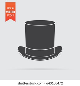 Top hat icon in flat style isolated on grey background. For your design, logo. Vector illustration.