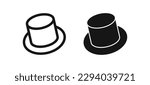 Top hat icon. Gentleman cylinder symbol. Magic tophat signs. Vintage symbols. Elegant man icons. Black color. Vector isolated sign.