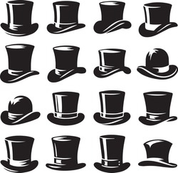Top Hat Icon Isolated On White Background Silhouette Editable Vector