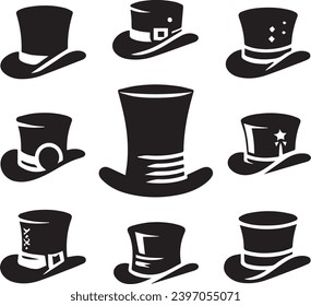 Icono de sombrero superior aislado en el vector editable de silueta de fondo blanco