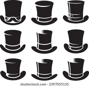 Top hat icon isolated on white background silhouette editable vector