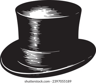 Top hat icon isolated on white background silhouette editable vector