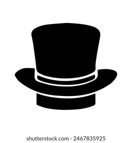 Top hat icon isolated on white background silhouette, elegant top hat icon