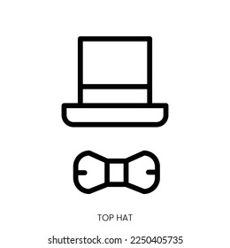 top hat icon. Line Art Style Design Isolated On White Background