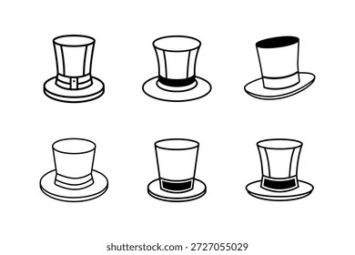 top hat icon line art vector illustration isolated