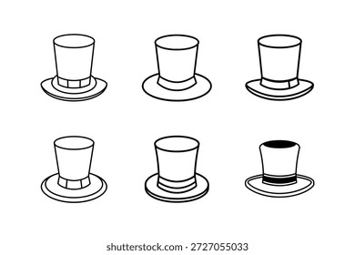 top hat icon line art vector illustration isolated