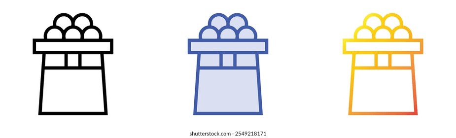 top hat icon. Linear, Blue Fill and Gradient Style Design Isolated On White Background