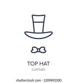 Top hat icon. Top hat linear symbol design from Clothes collection. Simple outline element vector illustration on white background.