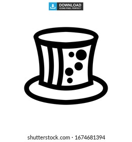 Icono de sombrero superior o logotipo símbolo de signo aislado ilustración vectorial - iconos vectoriales de estilo negro de alta calidad
