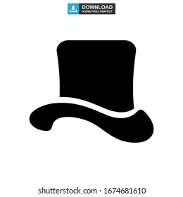 Icono de sombrero superior o logotipo símbolo de signo aislado ilustración vectorial - iconos vectoriales de estilo negro de alta calidad
