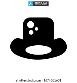 Icono de sombrero superior o logotipo símbolo de signo aislado ilustración vectorial - iconos vectoriales de estilo negro de alta calidad
