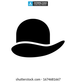 Icono de sombrero superior o logotipo símbolo de signo aislado ilustración vectorial - iconos vectoriales de estilo negro de alta calidad
