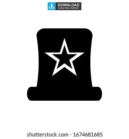 Icono de sombrero superior o logotipo símbolo de signo aislado ilustración vectorial - iconos vectoriales de estilo negro de alta calidad
