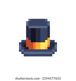 Top hat icon. Pixel art style. 8-bit. Game assets. Mobile apps design. Isolated abstract vector illustration.