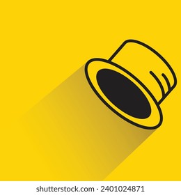 top hat icon with shadow on yellow background