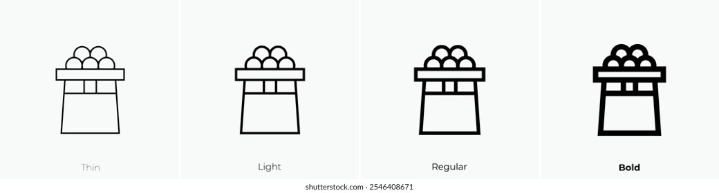 top hat icon. Thin, Light Regular And Bold style design isolated on white background