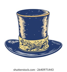 Top hat icon in vintage style