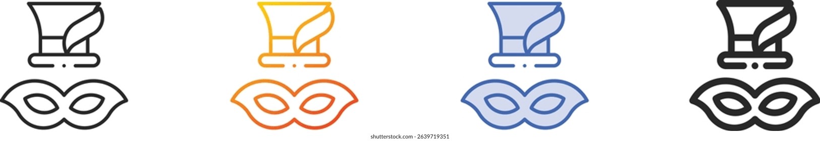 top hat icon.Thin Linear, Gradient, Blue Stroke and bold Style Design Isolated On White Background
