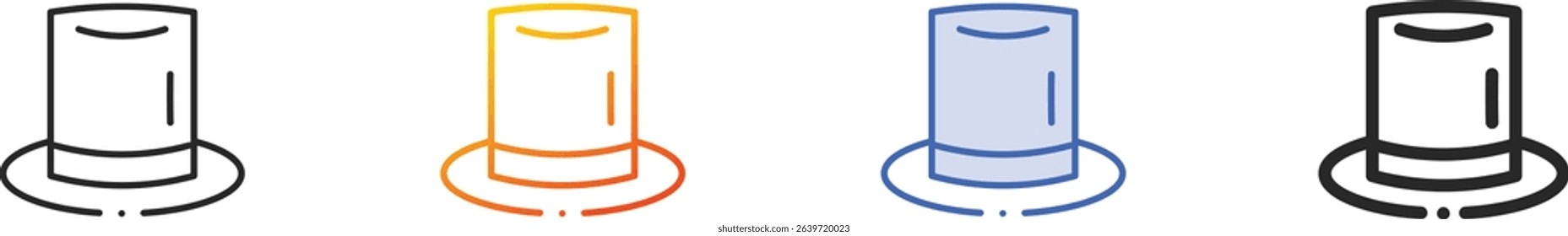 top hat icon.Thin Linear, Gradient, Blue Stroke and bold Style Design Isolated On White Background