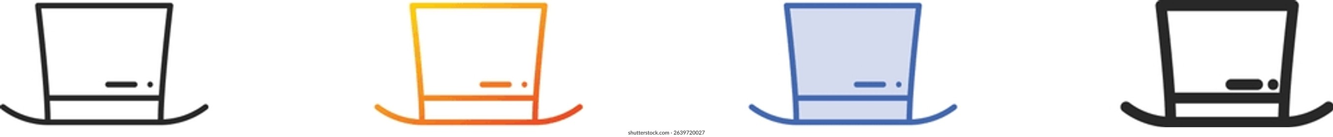 top hat icon.Thin Linear, Gradient, Blue Stroke and bold Style Design Isolated On White Background