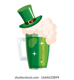 top hat leprechaun with beer jar isolated icon vector illustration designicon