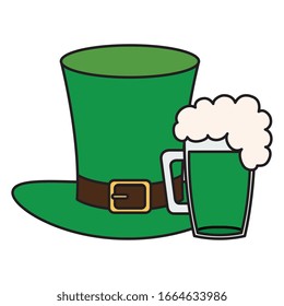 top hat leprechaun with beer jar isolated icon vector illustration designicon