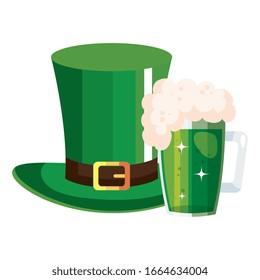 top hat leprechaun with beer jar isolated icon vector illustration designicon