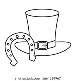 top hat leprechaun with horseshoe isolated icon vector illustration designicon