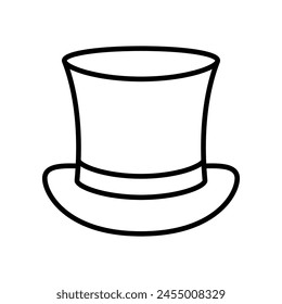 Icono de línea de sombrero superior aislado sobre fondo blanco.