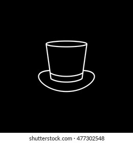 Top Hat Line Icon On Black Background