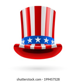 Top hat made of United States flag. Uncle Sam hat.