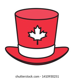 top hat maple leaf happy canada day vector illustration