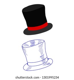 top hat for men, headdress, on a white background, vector