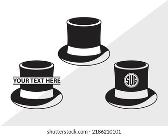 Top Hat Monogram SVG Printable Vector Illustration