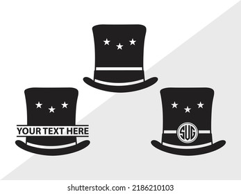 Top Hat Monogram SVG Printable Vector Illustration