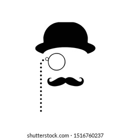 Top  hat, moustache and monocle. Vector illustration